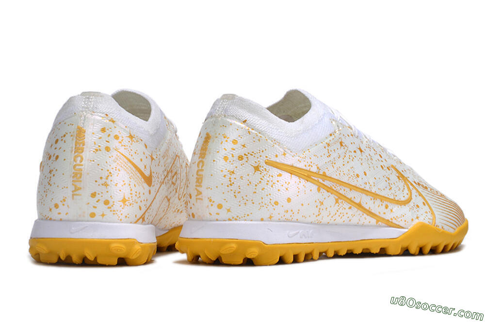 Nike Air Zoom Mercurial Vapor 15 Elite TF Artificial Turf Soccer Shoes - White/Gold 6