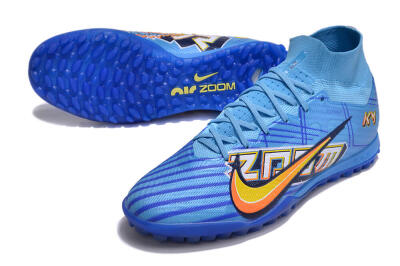 Kylian Mbappe x Nike Air Zoom Mercurial Superfly 9 Elite TF Artificial Turf Soccer Shoes - Blue/Yellow/Black
