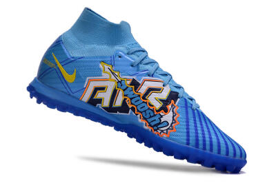 Kylian Mbappe x Nike Air Zoom Mercurial Superfly 9 Elite TF Artificial Turf Soccer Shoes - Blue/Yellow/Black