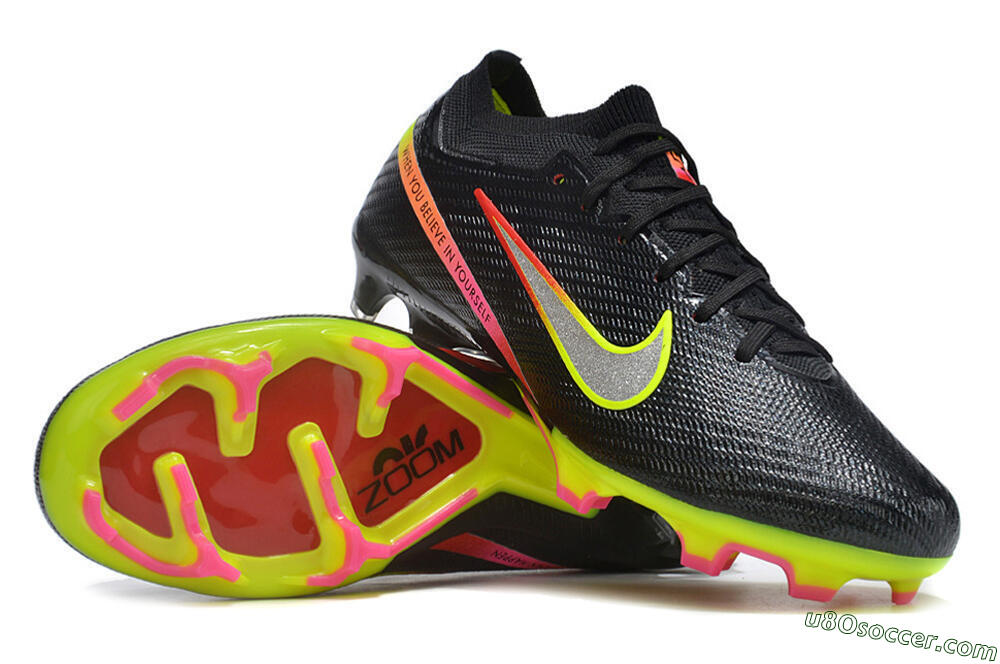 Nike Air Zoom Mercurial Vapor 15 Elite FG Firm Ground Soccer Cleats - Black/Silver/Green/Red 0