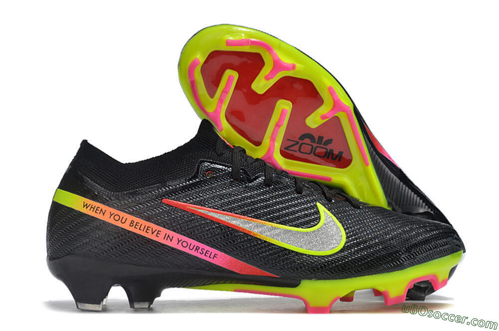 Nike Air Zoom Mercurial Vapor 15 Elite FG Firm Ground Soccer Cleats - Black/Silver/Green/Red 1