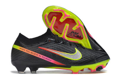 Nike Air Zoom Mercurial Vapor 15 Elite FG Firm Ground Soccer Cleats - Black/Silver/Green/Red