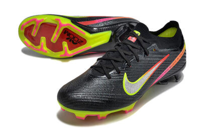 Nike Air Zoom Mercurial Vapor 15 Elite FG Firm Ground Soccer Cleats - Black/Silver/Green/Red