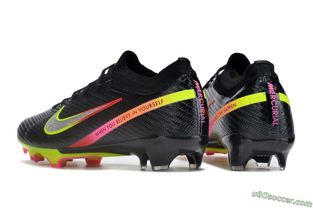Nike Air Zoom Mercurial Vapor 15 Elite FG Firm Ground Soccer Cleats - Black/Silver/Green/Red 4