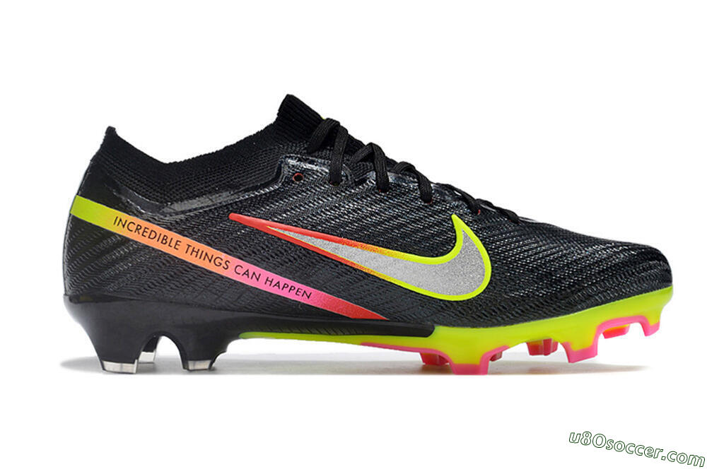 Nike Air Zoom Mercurial Vapor 15 Elite FG Firm Ground Soccer Cleats - Black/Silver/Green/Red 5