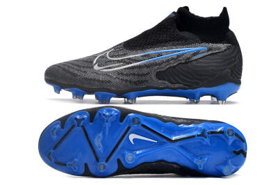 Nike Phantom GX Elite DF Link FG Firm Ground Soccer Cleats - Grey/Black/Blue