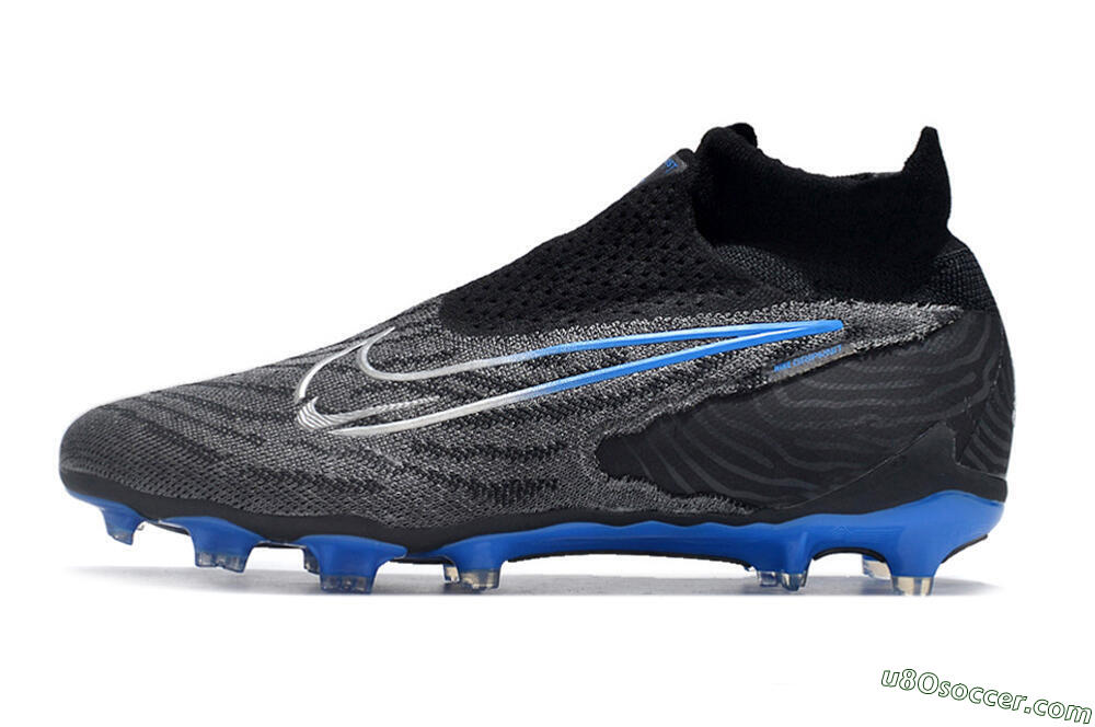 Nike Phantom GX Elite DF Link FG Firm Ground Soccer Cleats - Grey/Black/Blue 2
