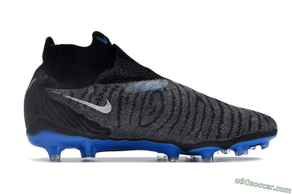 Nike Phantom GX Elite DF Link FG Firm Ground Soccer Cleats - Grey/Black/Blue 7