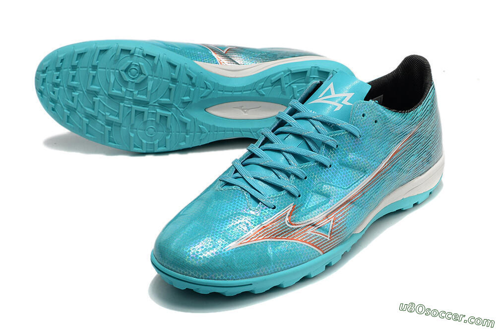 Mizuno Alpha Made in Japan TF Artificial Turf Soccer Shoes - Blue/Orange/White 3