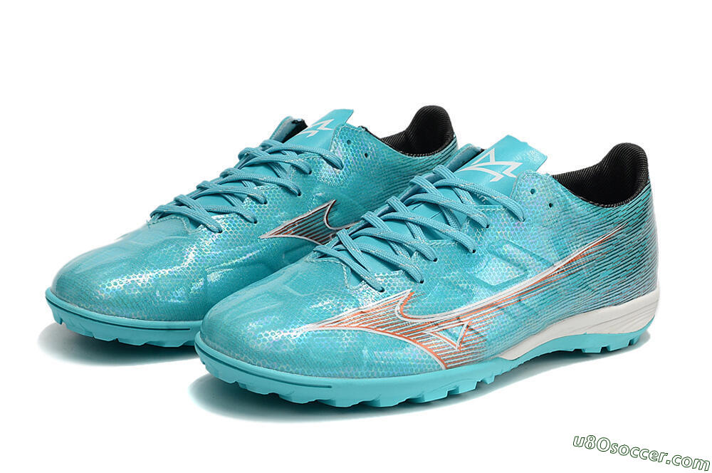 Mizuno Alpha Made in Japan TF Artificial Turf Soccer Shoes - Blue/Orange/White 9