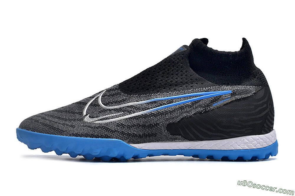 Nike Phantom GX Elite DF Link TF Artificial Turf Soccer Shoes - Black/Blue/White 2