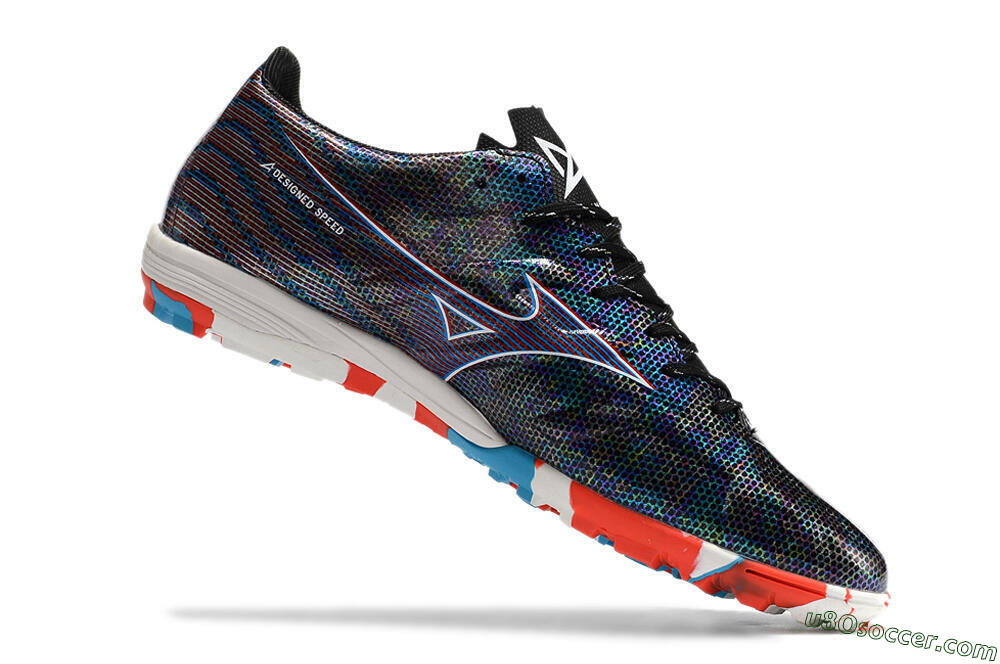 Mizuno Alpha Made in Japan TF Artificial Turf Soccer Shoes - Black/Red/Blue 6