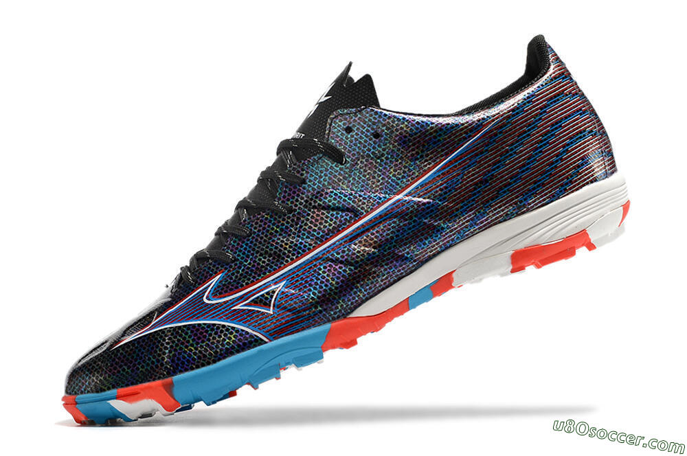 Mizuno Alpha Made in Japan TF Artificial Turf Soccer Shoes - Black/Red/Blue 7