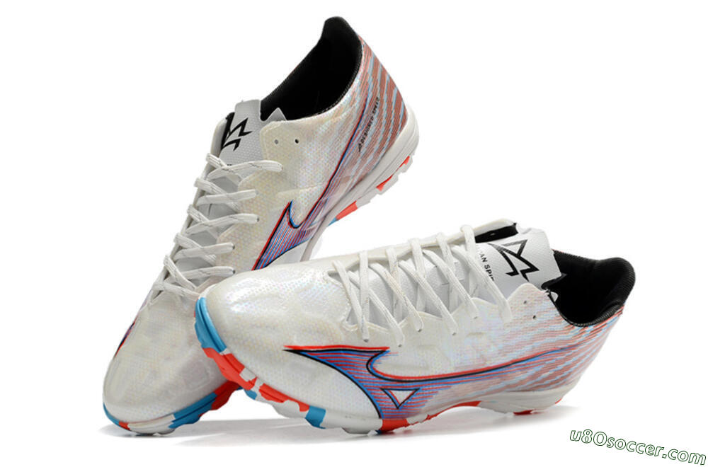Mizuno Alpha Made in Japan TF Artificial Turf Soccer Shoes - Beige/Blue/Red 5