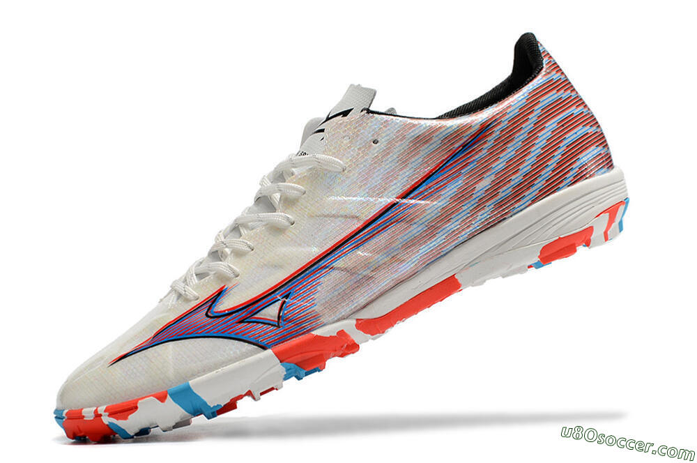 Mizuno Alpha Made in Japan TF Artificial Turf Soccer Shoes - Beige/Blue/Red 7