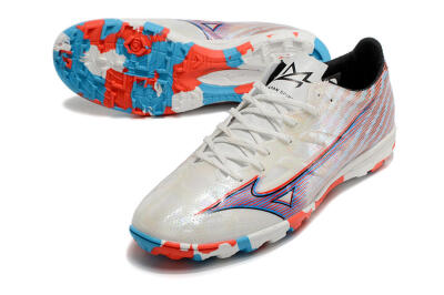Mizuno Alpha Made in Japan TF Artificial Turf Soccer Shoes - Beige/Blue/Red