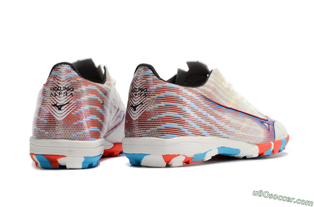 Mizuno Alpha Made in Japan TF Artificial Turf Soccer Shoes - Beige/Blue/Red 8