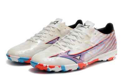 Mizuno Alpha Made in Japan TF Artificial Turf Soccer Shoes - Beige/Blue/Red