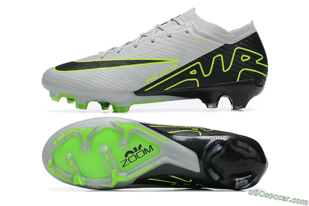 Nike Air Zoom Mercurial Vapor 15 Elite FG Firm Ground Soccer Cleats - White/Black/Green 0