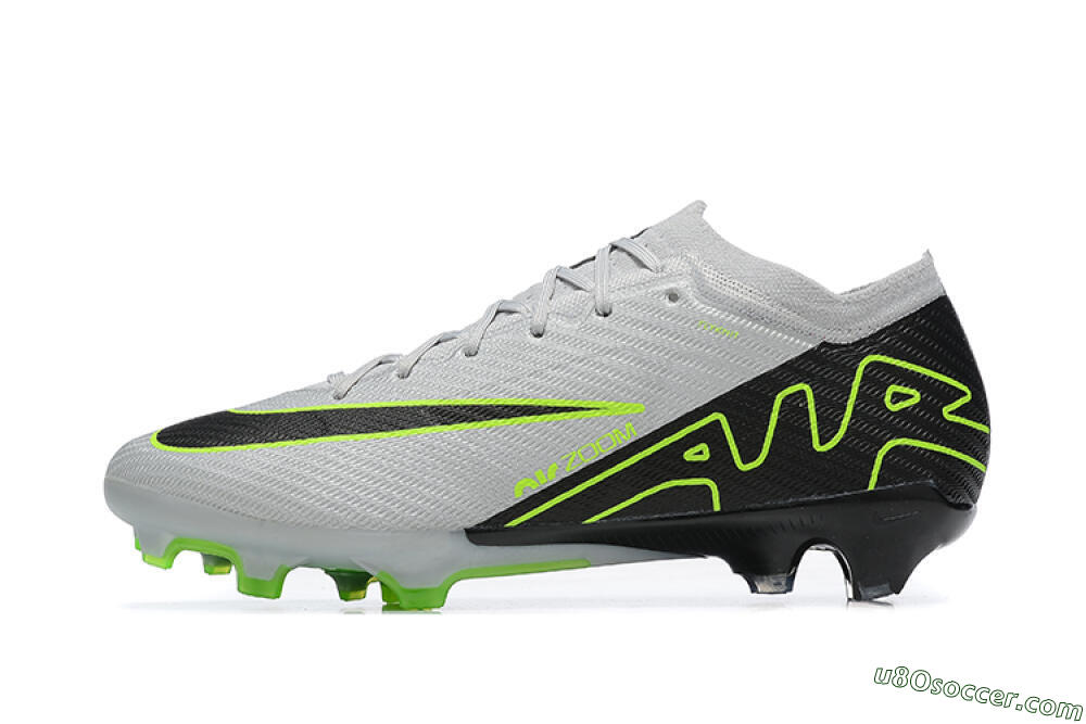 Nike Air Zoom Mercurial Vapor 15 Elite FG Firm Ground Soccer Cleats - White/Black/Green 2