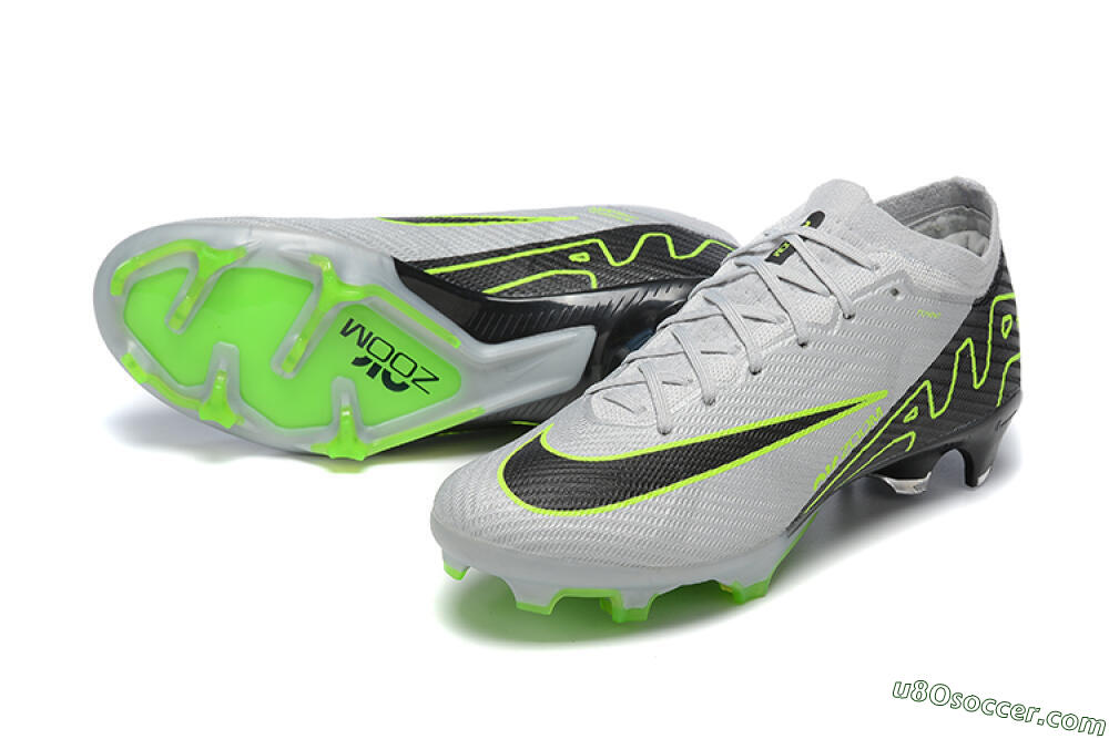 Nike Air Zoom Mercurial Vapor 15 Elite FG Firm Ground Soccer Cleats - White/Black/Green 3