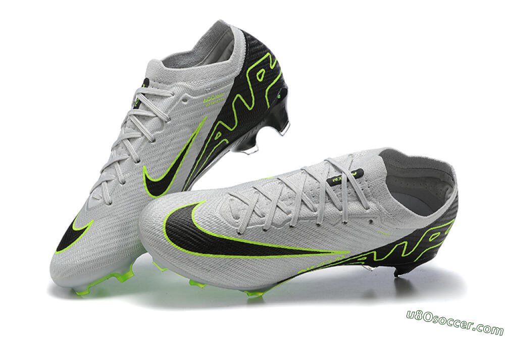 Nike Air Zoom Mercurial Vapor 15 Elite FG Firm Ground Soccer Cleats - White/Black/Green 5