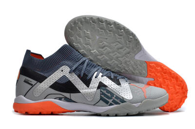 Puma Future X Powercat Tokyo Match TF Artificial Turf Soccer Shoes - Grey/Silver/Orange