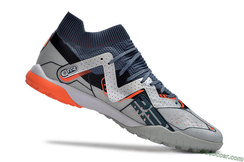 Puma Future X Powercat Tokyo Match TF Artificial Turf Soccer Shoes - Grey/Silver/Orange 5