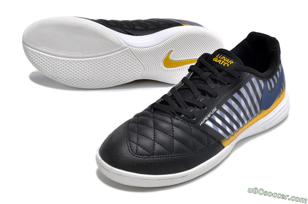 Nike Lunar Gato 2 IC Indoor & Futsal Soccer Shoes - Black/White/Yellow 3