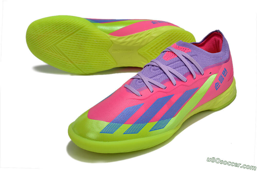 Adidas X Crazyfast.1 IC Indoor & Futsal Soccer Shoes - Pink/Purple/Blue/Green 3