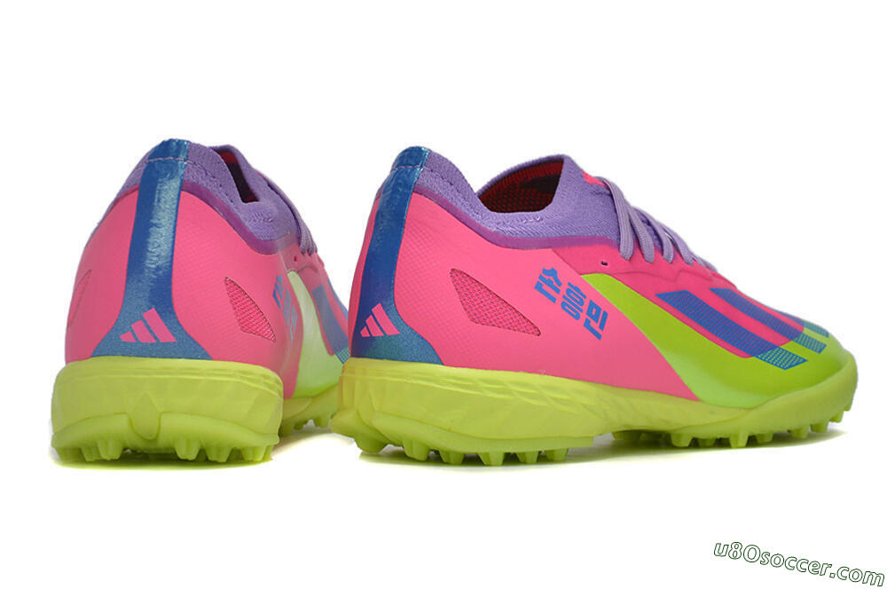 Adidas X Crazyfast.1 TF Artificial Turf Soccer Shoes - Pink/Purple/Blue/Green 6