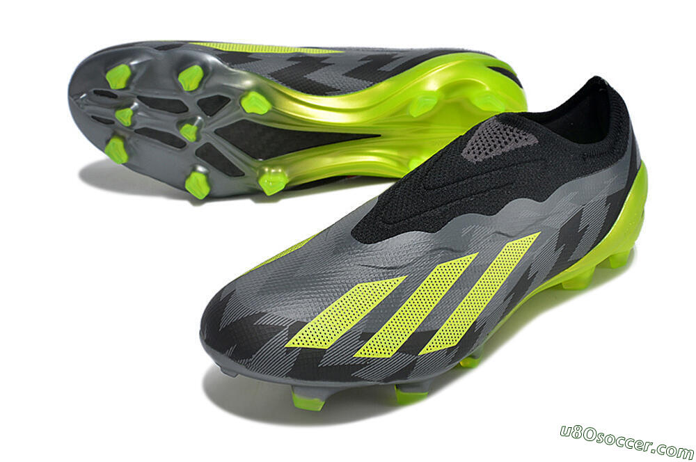 Adidas X Crazyfast+ FG Firm Ground Soccer Cleats - Grey/Black/Green 3