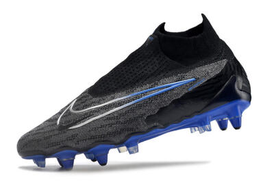 Nike Phantom GX Elite DF Link Pro SG Soft Ground Soccer Cleats - Black/Grey/Blue