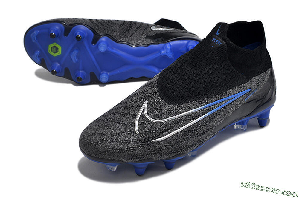 Nike Phantom GX Elite DF Link Pro SG Soft Ground Soccer Cleats - Black/Grey/Blue 3