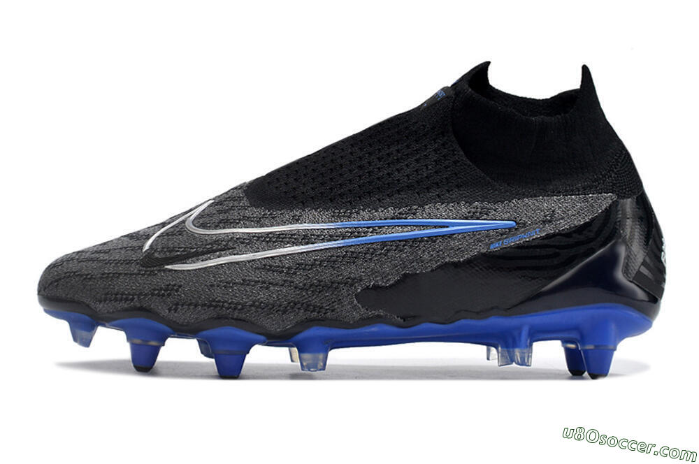 Nike Phantom GX Elite DF Link Pro SG Soft Ground Soccer Cleats - Black/Grey/Blue 2