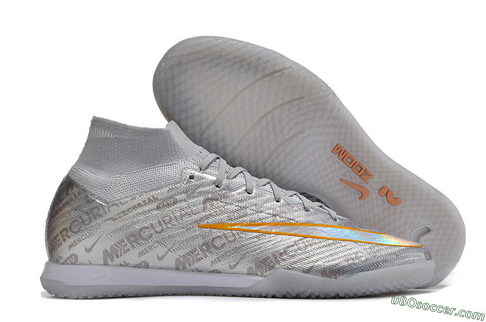 Nike Air Zoom Mercurial Superfly 9 Elite IC Indoor & Futsal Soccer Shoes - Silver/Gold 1