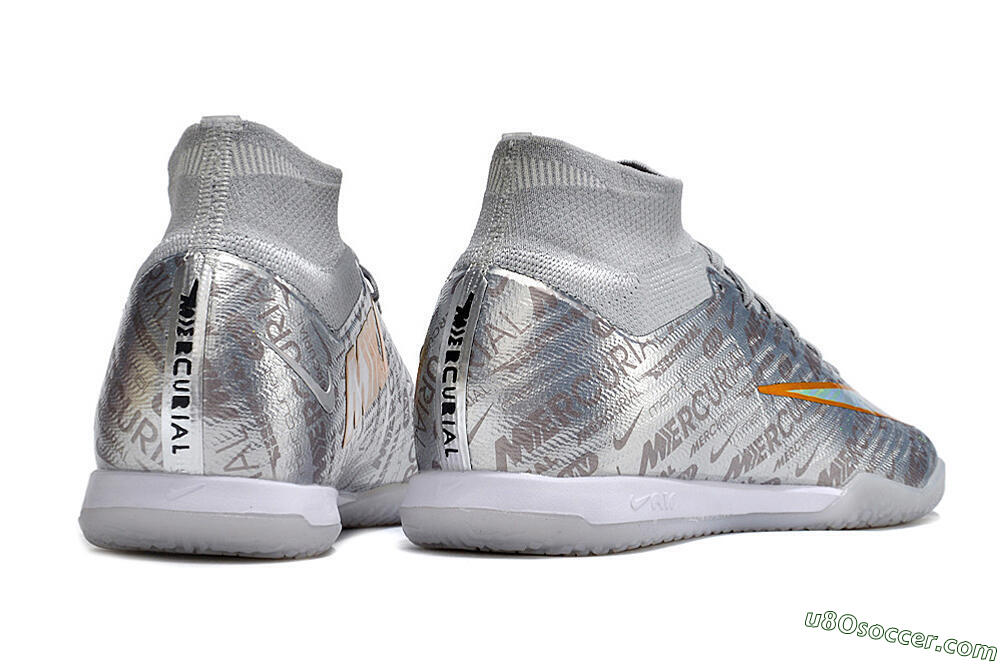 Nike Air Zoom Mercurial Superfly 9 Elite IC Indoor & Futsal Soccer Shoes - Silver/Gold 4