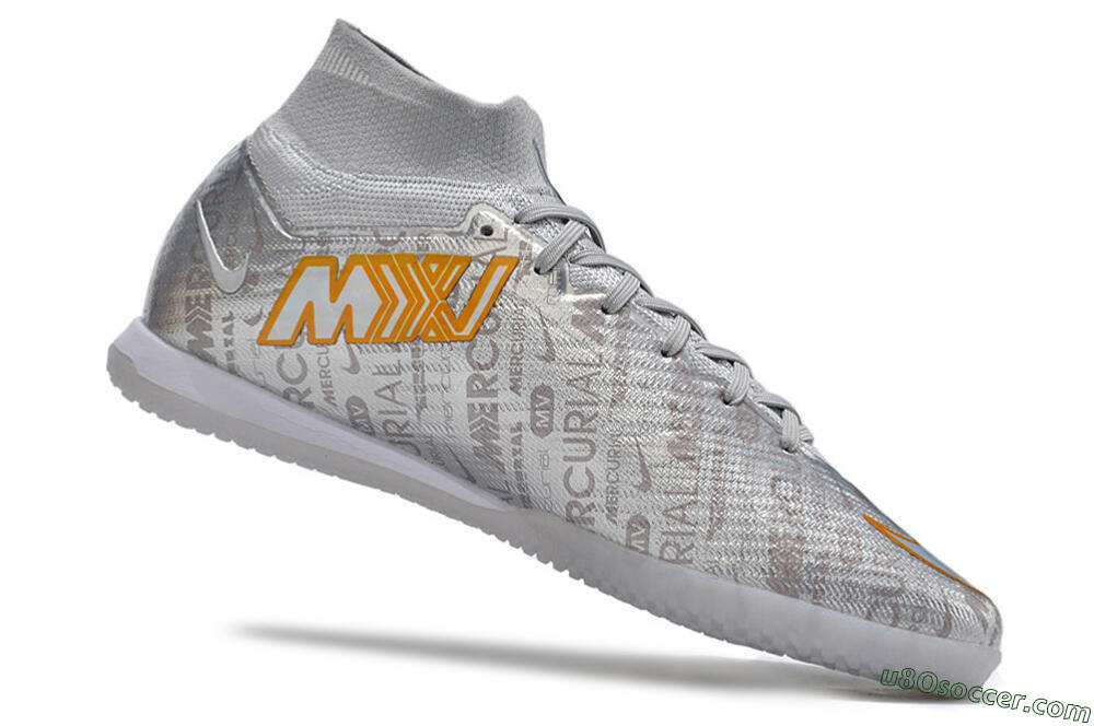 Nike Air Zoom Mercurial Superfly 9 Elite IC Indoor & Futsal Soccer Shoes - Silver/Gold 6
