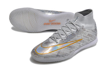 Nike Air Zoom Mercurial Superfly 9 Elite IC Indoor & Futsal Soccer Shoes - Silver/Gold
