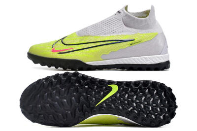 Nike Phantom GX Elite DF Link TF Artificial Turf Soccer Shoes - Grey/Green/Pink