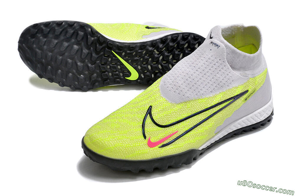 Nike Phantom GX Elite DF Link TF Artificial Turf Soccer Shoes - Grey/Green/Pink 3