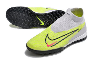 Nike Phantom GX Elite DF Link TF Artificial Turf Soccer Shoes - Grey/Green/Pink