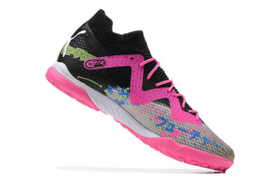 Puma Future Ultimate TF Artificial Turf Soccer Shoes - Black/Grey/Green/Pink