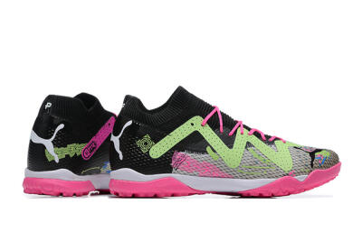 Puma Future Ultimate TF Artificial Turf Soccer Shoes - Black/Grey/Green/Pink
