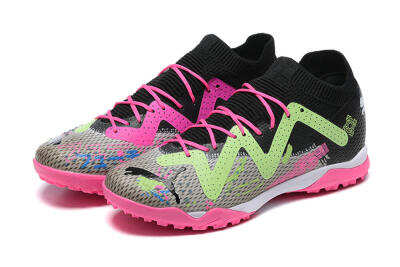 Puma Future Ultimate TF Artificial Turf Soccer Shoes - Black/Grey/Green/Pink