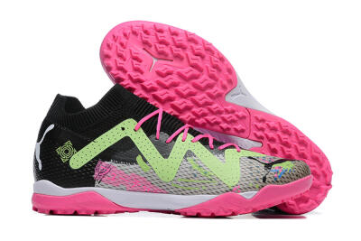 Puma Future Ultimate TF Artificial Turf Soccer Shoes - Black/Grey/Green/Pink