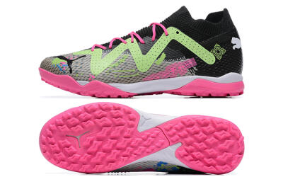 Puma Future Ultimate TF Artificial Turf Soccer Shoes - Black/Grey/Green/Pink