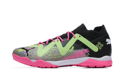 Puma Future Ultimate TF Artificial Turf Soccer Shoes - Black/Grey/Green/Pink