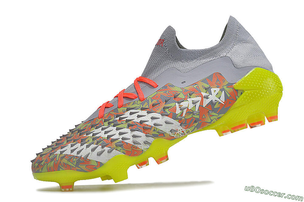 Adidas Predator Freak.1 FG Firm Ground Soccer Cleats - Grey/White/Orange/Green 5