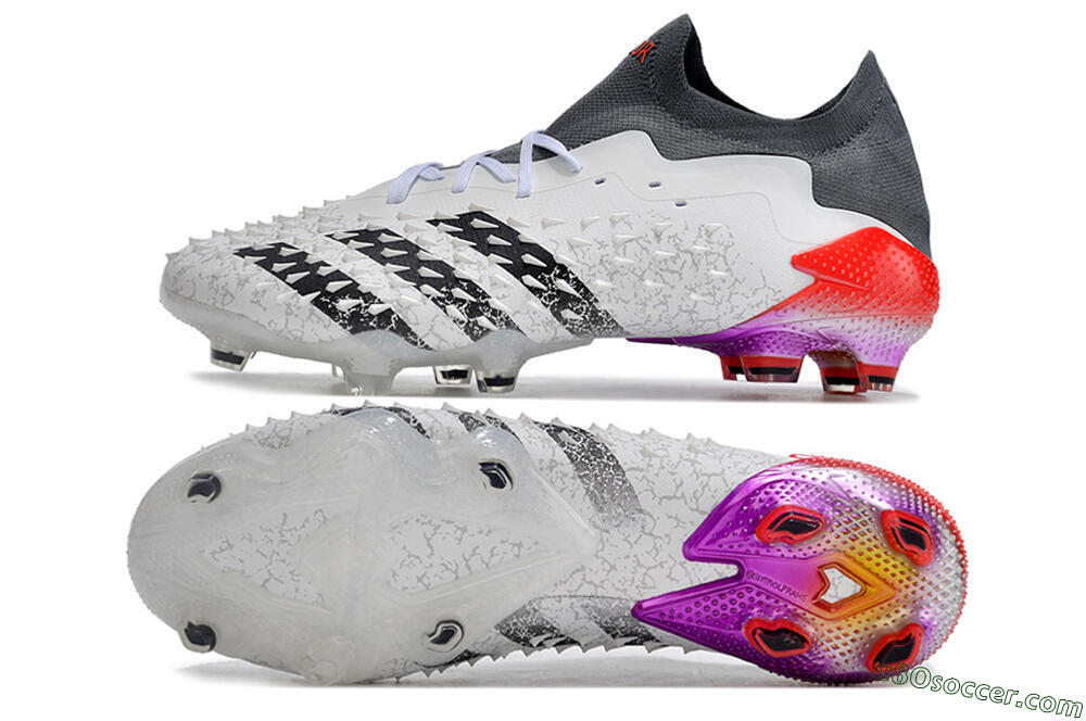 Adidas Predator Freak.1 FG Firm Ground Soccer Cleats - White/Black/Grey/Red 0
